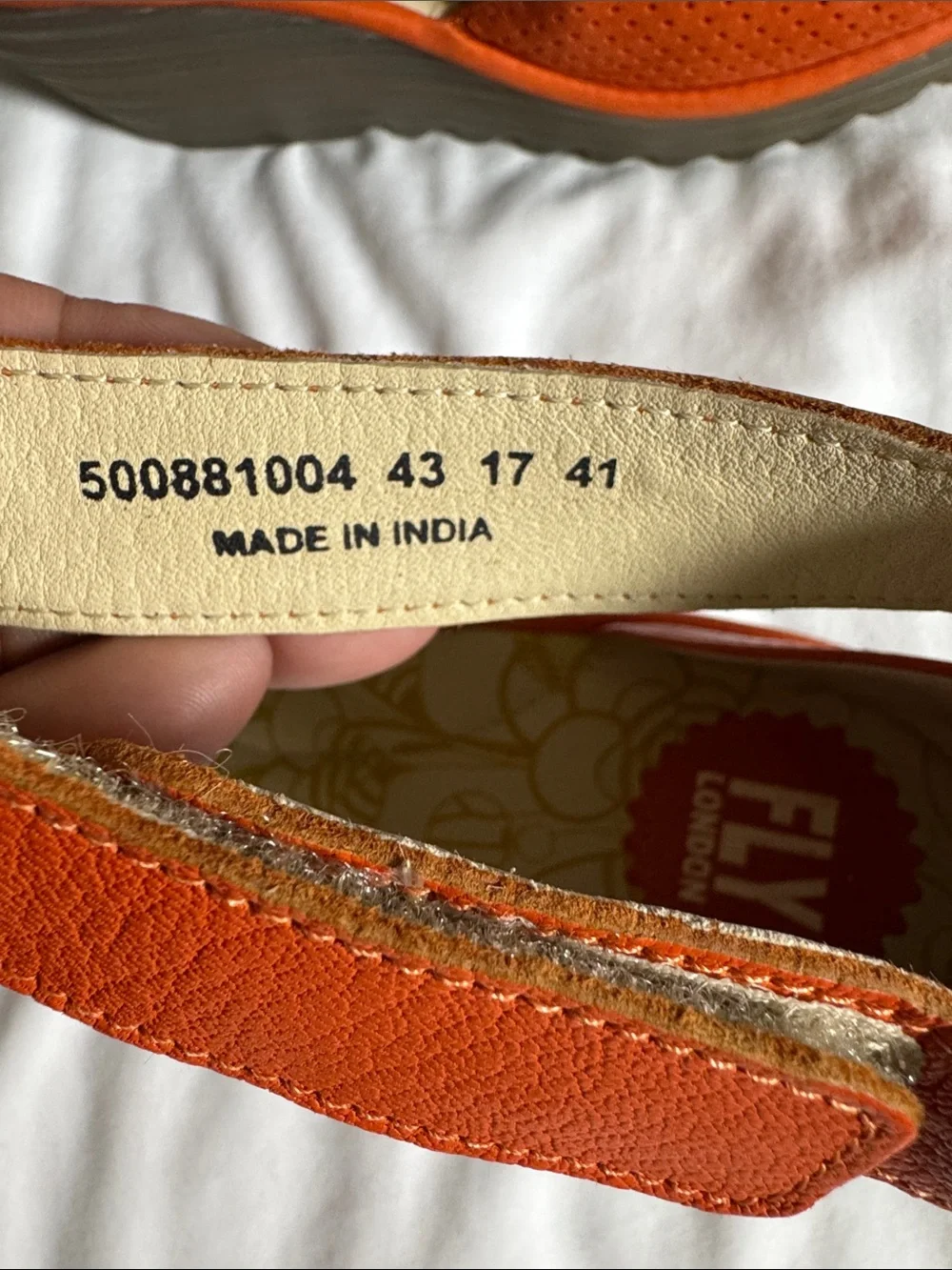 Fly London Leather Bright Orange Peep-Toe Wedge Sandals Snap-on Closure Sz 41